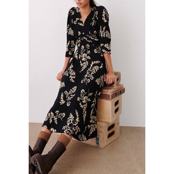 BA&SH Soa Floral Empire Waist 3/4 Sleeve V-Neck Midi Dress Saks 3 L $495 is  available for purchase on au PAY Market - Imported Goods Online Store  Co.Ltd. | au PAY Market -